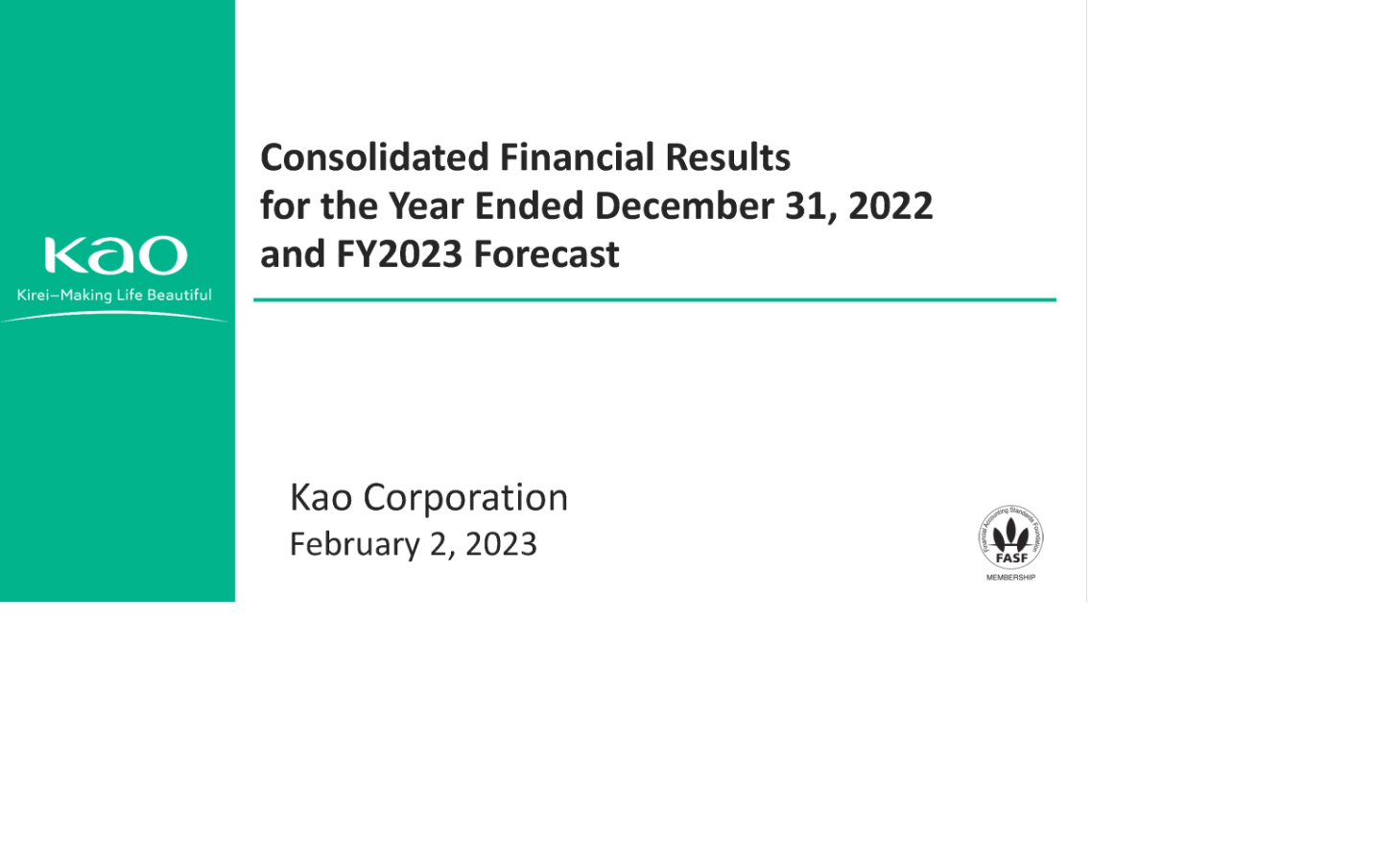 Consolidated Financial Results for the Year Ended December 31, 2022 and FY2023 Forecast